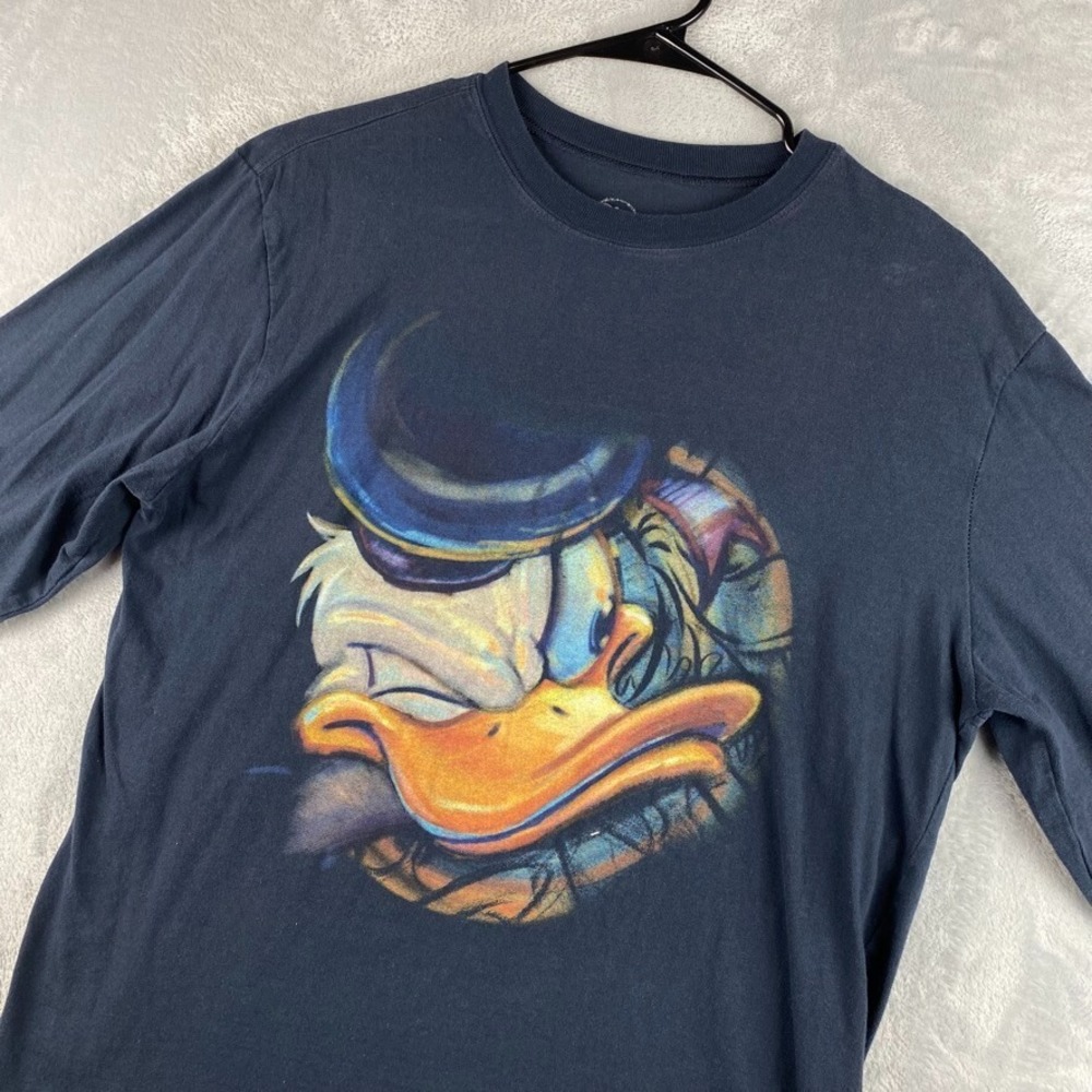 Donald Duck Shirt Mens Medium Navy Blue Disney Store Exclusive Long Sleeve